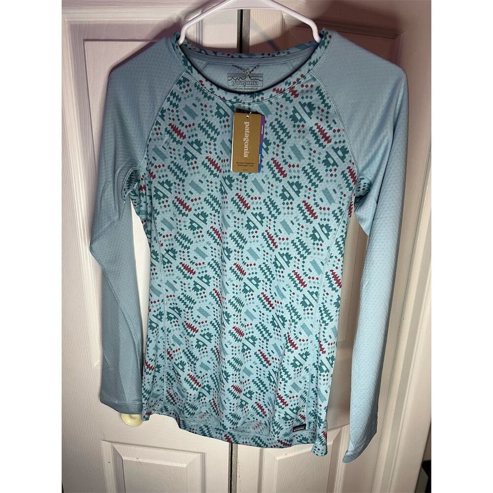 Patagonia Women's Capilene Baselayer Shirt Blue Aztec Size S